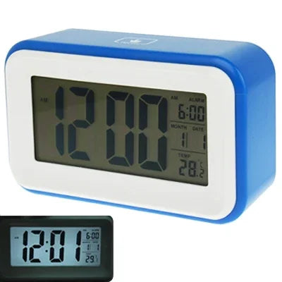 Réveil multifonction grand écran avec calendrier, lumière LCD & fonction snooze tactile