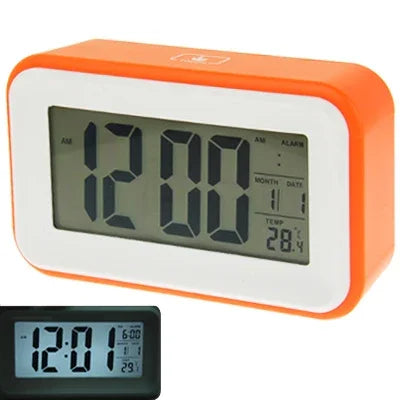 Réveil multifonction grand écran avec calendrier, lumière LCD & fonction snooze tactile