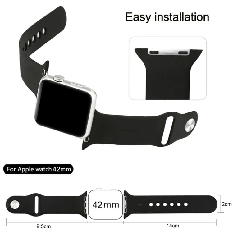 Bracelet de montre sport en caoutchouc haute performance plus long pour Apple Watch Sport 42 mm avec fermeture à ardillon