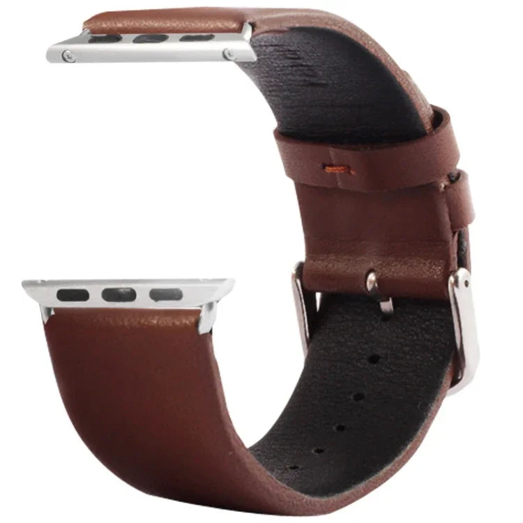 Bracelet de montre Kakapi pour Apple Watch 42 mm, en cuir véritable brossé à la texture subtile et à boucle, avec connecteur.