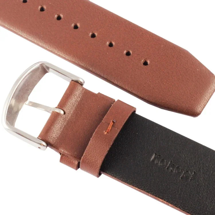 Bracelet de montre Kakapi pour Apple Watch 42 mm, en cuir véritable brossé à la texture subtile et à boucle, avec connecteur.