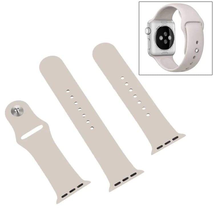 Pour Apple Watch Series 10 42mm / 9&8&7 41mm / SE 3&SE 2&6&SE&5&4 40mm / 3&2&1 38mm Bracelet en caoutchouc 3 en 1 avec boucle ardillon, Pour Apple Watch Series 9&8&7 41mm / SE 3&SE 2&6&SE&5&4 40mm