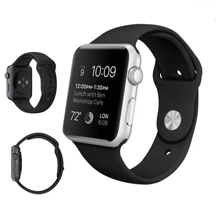 Pour Apple Watch Series 10 42mm / 9&8&7 41mm / SE 3&SE 2&6&SE&5&4 40mm / 3&2&1 38mm Bracelet en caoutchouc 3 en 1 avec boucle ardillon, Pour Apple Watch Series 9&8&7 41mm / SE 3&SE 2&6&SE&5&4 40mm