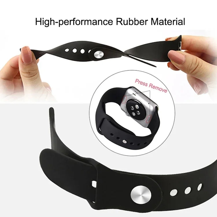 Pour Apple Watch Series 10 42mm / 9&8&7 41mm / SE 3&SE 2&6&SE&5&4 40mm / 3&2&1 38mm Bracelet en caoutchouc 3 en 1 avec boucle ardillon, Pour Apple Watch Series 9&8&7 41mm / SE 3&SE 2&6&SE&5&4 40mm