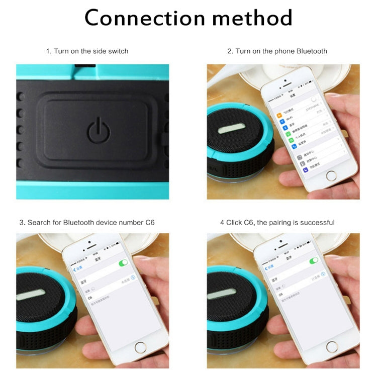 Enceinte Bluetooth Extérieure Étanche C6 avec Ventouse, Compatible Appels Mains Libres