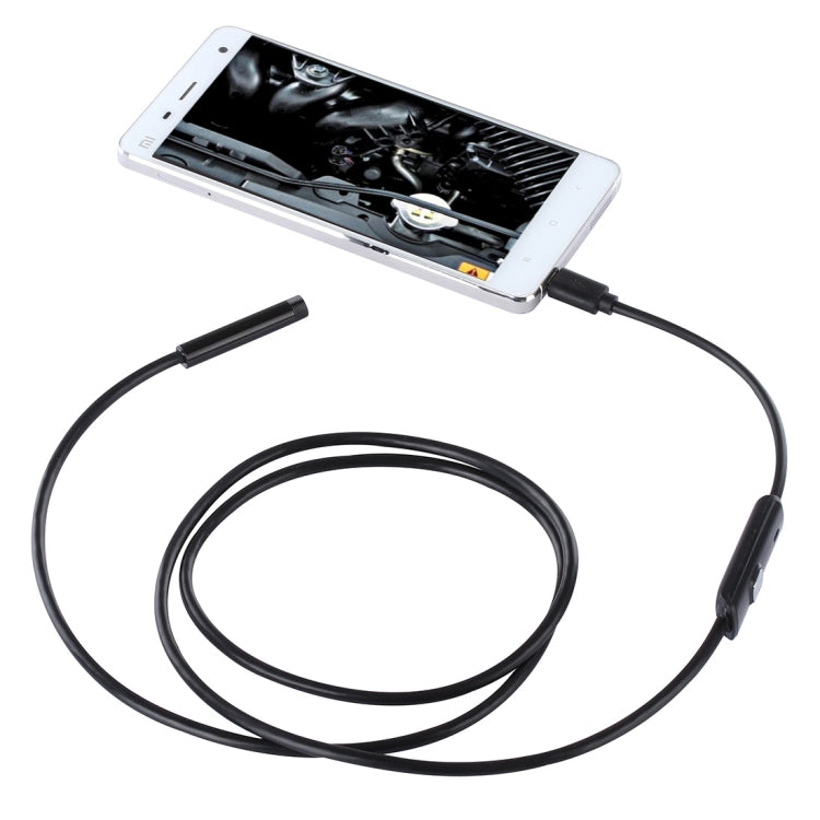 Caméra d’inspection endoscope étanche Micro USB tube serpent avec 6 LED pour téléphone Android OTG, longueur : 1 m, diamètre de l’objectif : 7 mm, 7 mm