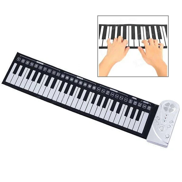 Piano numérique portable enroulable à 49 touches souples, blanc.