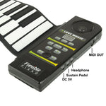 Piano portable MIDI 88 touches en silicone souple et enroulable, clavier : 133 x 14,2 x 0,6 cm, piano enroulable 88 touches