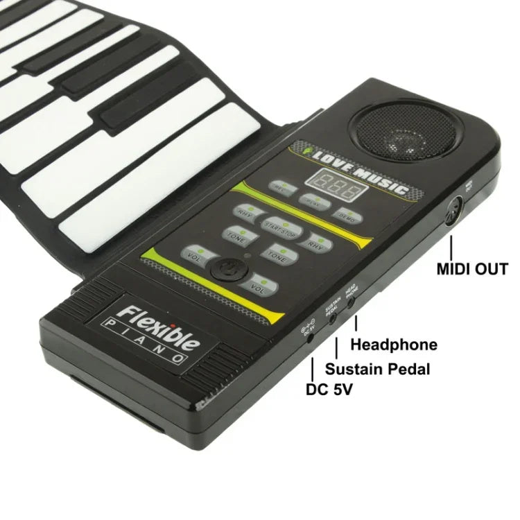Piano portable MIDI 88 touches en silicone souple et enroulable, clavier : 133 x 14,2 x 0,6 cm, piano enroulable 88 touches