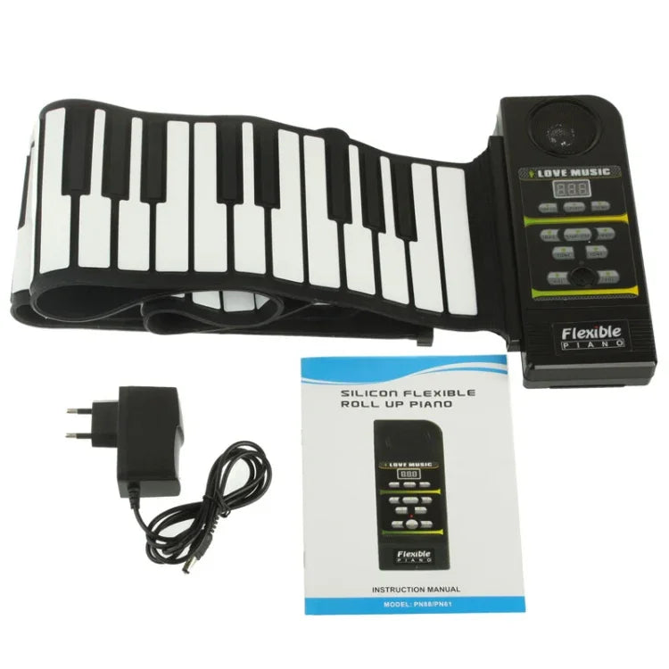 Piano portable MIDI 88 touches en silicone souple et enroulable, clavier : 133 x 14,2 x 0,6 cm, piano enroulable 88 touches