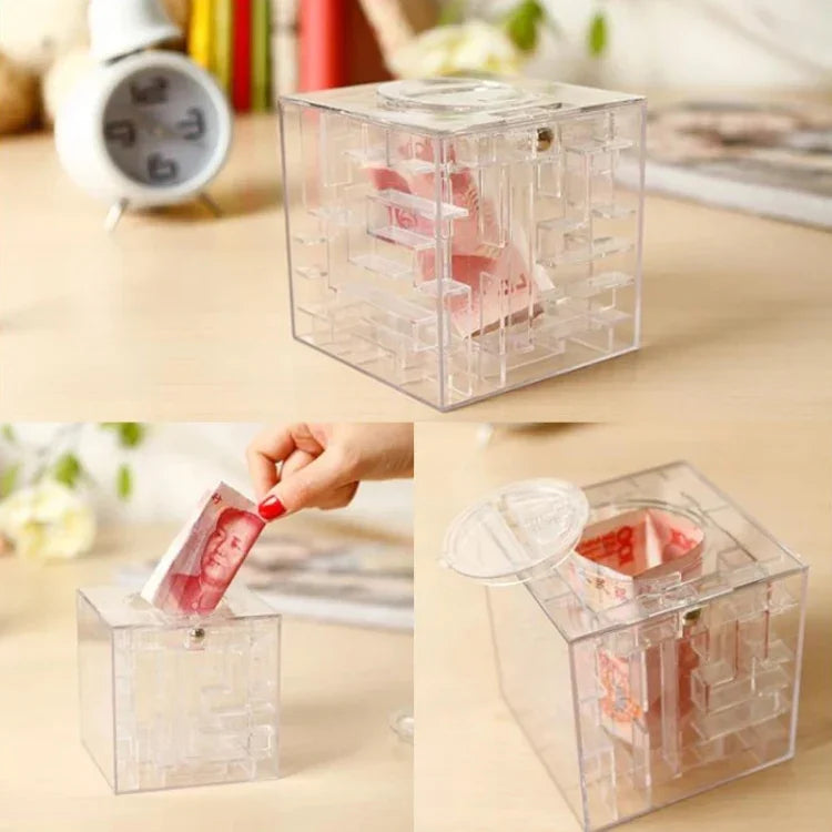 Boîte cadeau tirelire transparente 3D, tirelire 3D