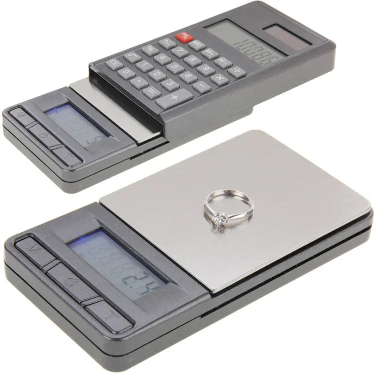 Balance électronique de poche 2 en 1 1000g x 0.1g pour bijoux + Calculatrice avec écran LCD à chiffres, 1000g x 0.1g