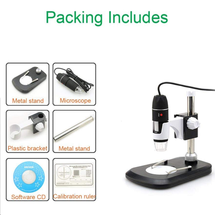 Microscope Numérique USB DMS-MDS800 40X-800X Capteur d'Image 2.0MP avec 8 LEDs & Support Professionnel, 40X-800X