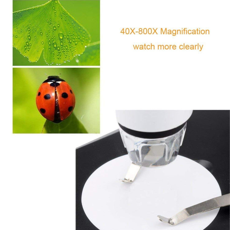 Microscope Numérique USB DMS-MDS800 40X-800X Capteur d'Image 2.0MP avec 8 LEDs & Support Professionnel, 40X-800X