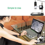 Microscope Numérique USB DMS-MDS800 40X-800X Capteur d'Image 2.0MP avec 8 LEDs & Support Professionnel, 40X-800X