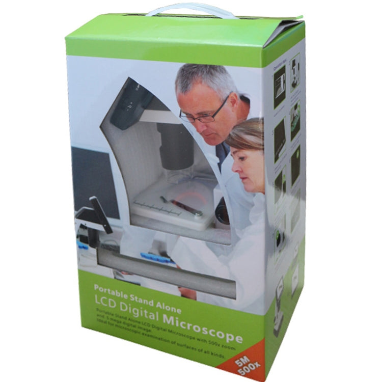 Microscope numérique autonome 500X 5 mégapixels avec écran LCD 3,5 pouces et 8 LED, support carte TF jusqu'à 32G (DMS-038M), DMS-038M 500X