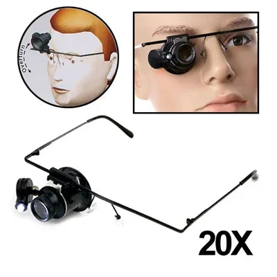 Loupe de réparation de montre type lunettes avec lumière LED, 9892A