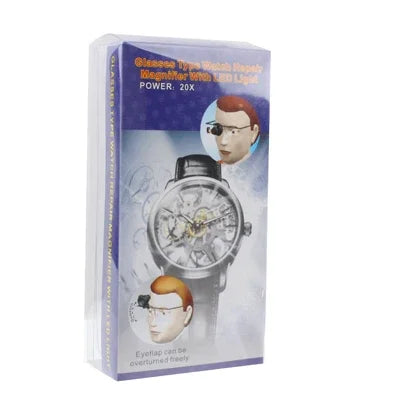 Loupe de réparation de montre type lunettes avec lumière LED, 9892A