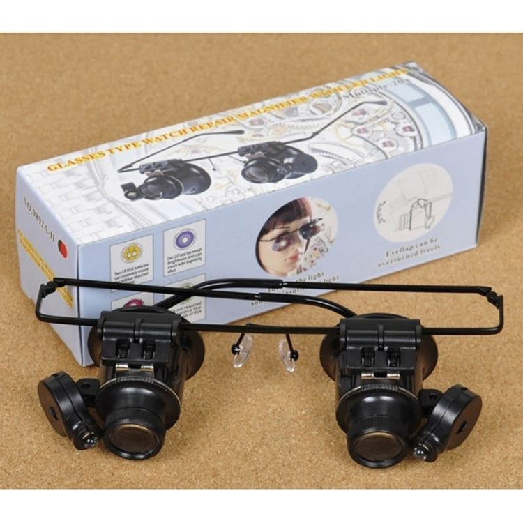 Loupe de Réparation de Montre Type Lunettes 20X avec Lumière LED, Double