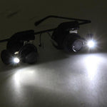 Loupe de Réparation de Montre Type Lunettes 20X avec Lumière LED, Double