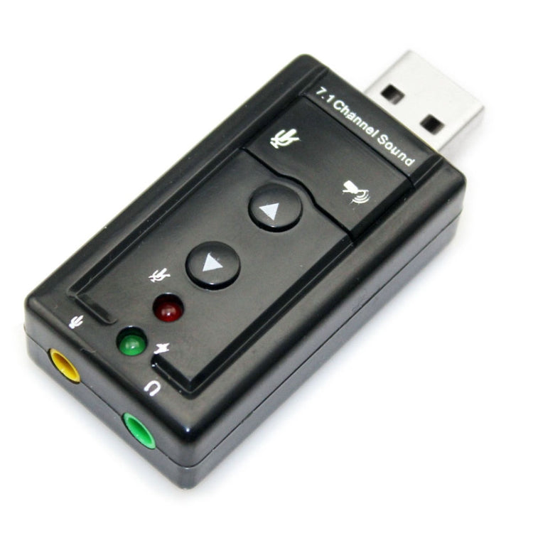 Carte son externe USB 2.0 7.1 canaux audio virtuel 3D, plastique noir 7.1 canaux
