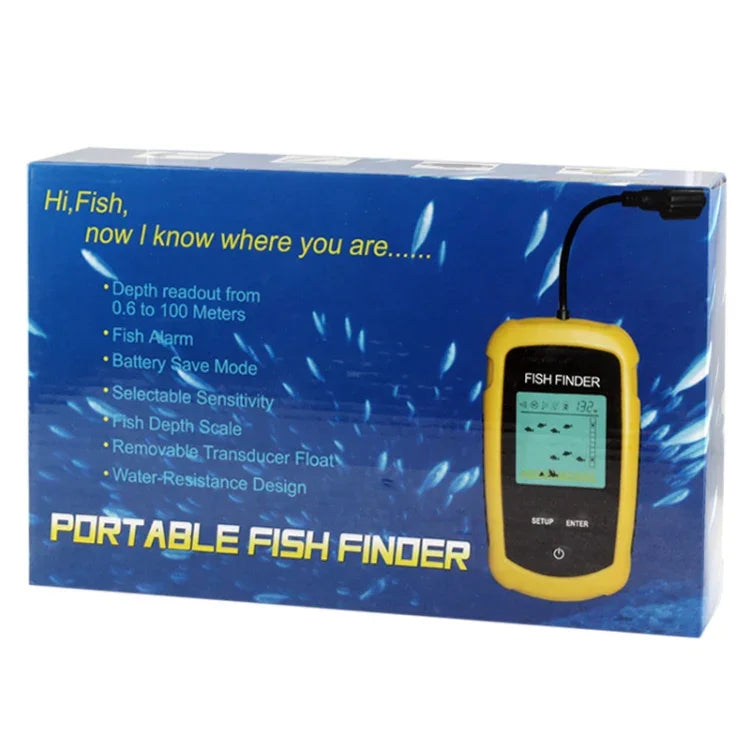 Sondeur de pêche portable avec écran 2,0 pouces, relevés de profondeur de 0,6 à 100 m, portée de fonctionnement : 0,6 à 100 m