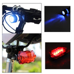 Phare de vélo étanche à 5 LED + lampe de sécurité arrière clignotante, phare de vélo + lampe de sécurité arrière