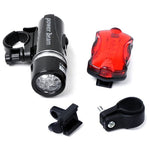 Phare de vélo étanche à 5 LED + lampe de sécurité arrière clignotante, phare de vélo + lampe de sécurité arrière
