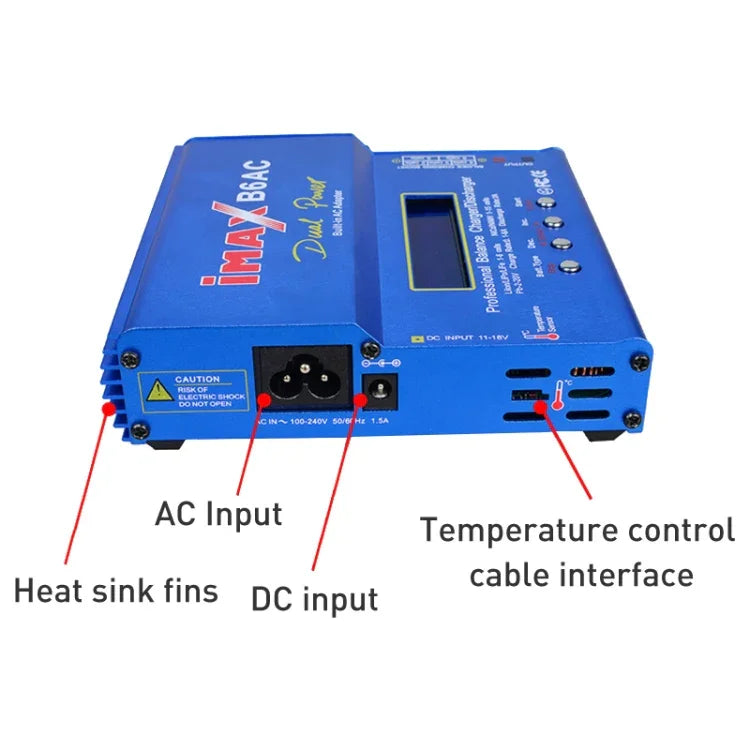 Chargeur d'équilibrage de batterie LiPo RC iMAX B6AC avec écran LCD 2,6 pouces (100-240 V / prise UE), B6AC