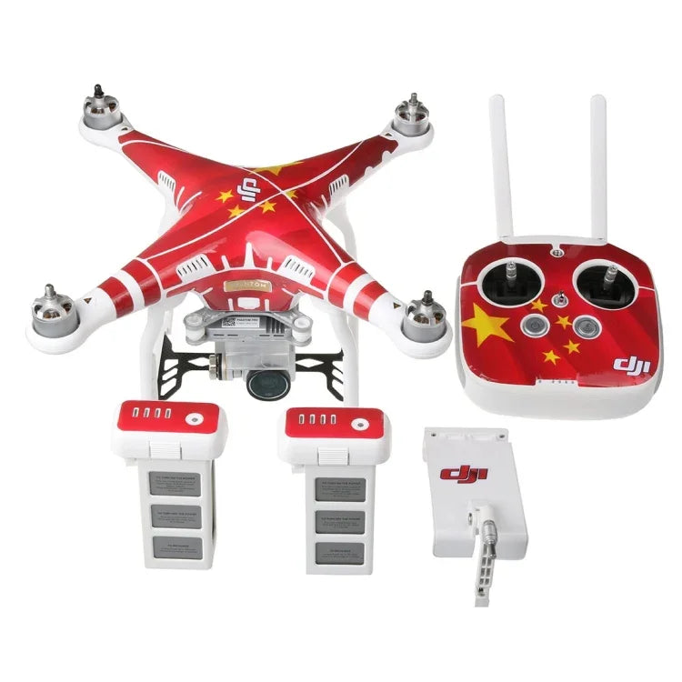 Kit d'autocollants en PVC imitation fibre de carbone 4D résistants à l'eau pour drone DJI Phantom 3, radiocommande et batterie