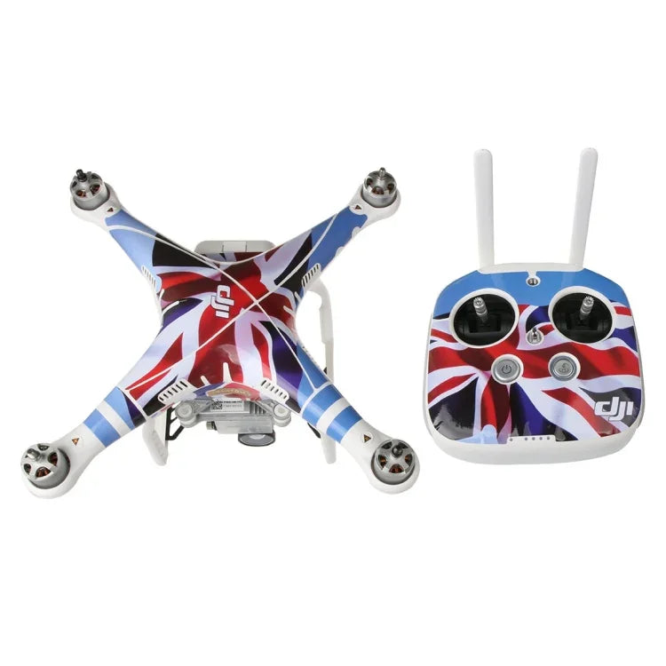 Kit d'autocollants en PVC imitation fibre de carbone 4D résistants à l'eau pour drone DJI Phantom 3, radiocommande et batterie