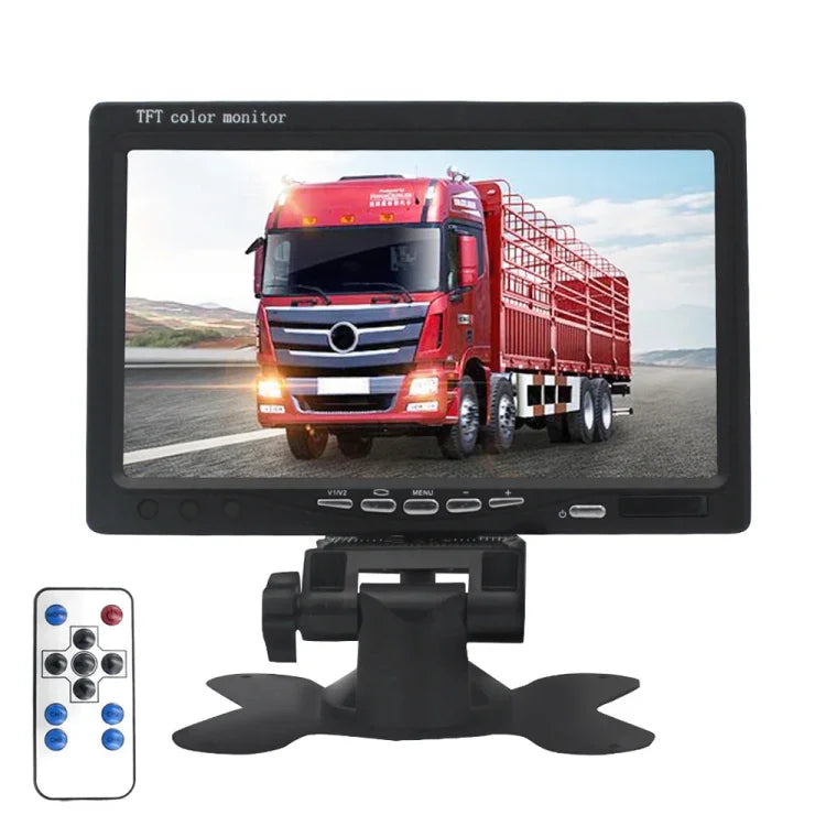 Moniteur de voiture 7,0 pouces / Moniteur de caméras de surveillance avec support à angle réglable et télécommande, double entrée vidéo, 7,0 pouces, double entrée vidéo