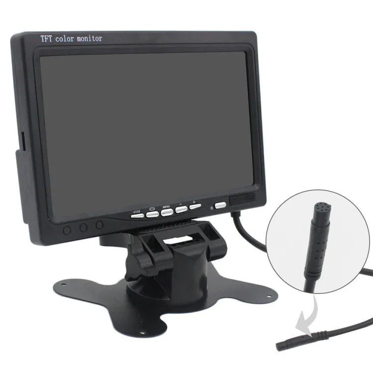 Moniteur de voiture 7,0 pouces / Moniteur de caméras de surveillance avec support à angle réglable et télécommande, double entrée vidéo, 7,0 pouces, double entrée vidéo