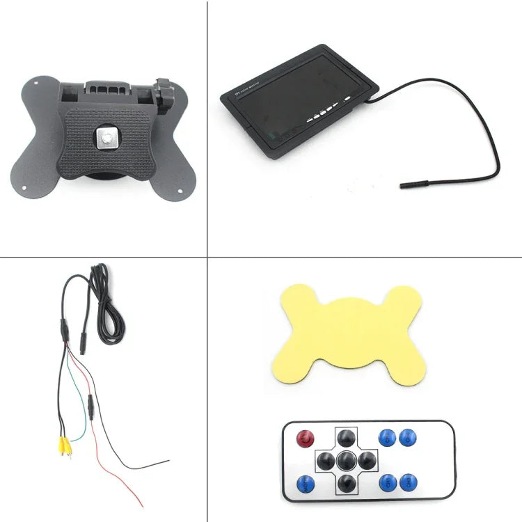 Moniteur de voiture 7,0 pouces / Moniteur de caméras de surveillance avec support à angle réglable et télécommande, double entrée vidéo, 7,0 pouces, double entrée vidéo