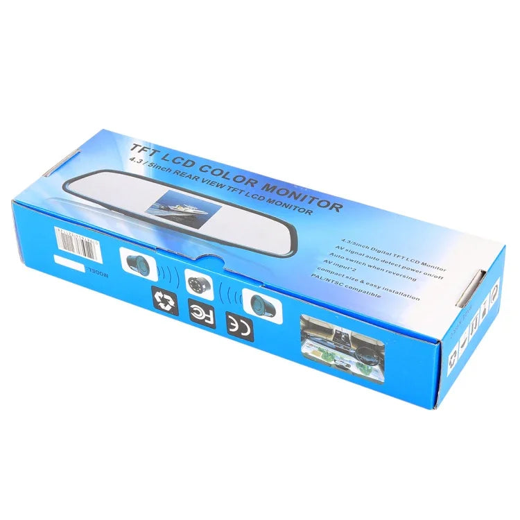 Moniteur de voiture couleur TFT-LCD 4,3 pouces 480*272 pour rétroviseur, fonction d'écran automatique inversée, 4,3 pouces 480*272
