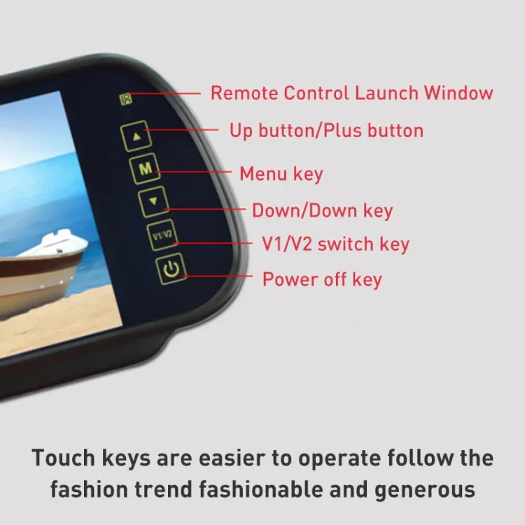Moniteur de voiture TFT-LCD couleur de 7 pouces pour vision arrière, prend en charge la fonction d'affichage automatique en marche arrière, 7 pouces pour vision arrière