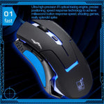Souris de jeu optique USB T7 filaire 3 couleurs modifiable 1200 DPI 1600 DPI 2400 DPI, T7