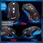 Souris de jeu optique USB T7 filaire 3 couleurs modifiable 1200 DPI 1600 DPI 2400 DPI, T7