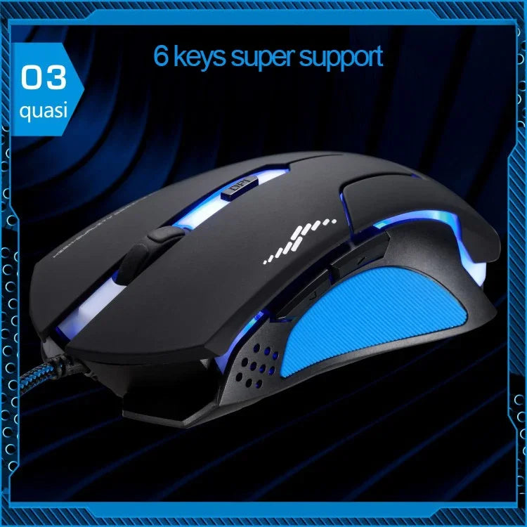Souris de jeu optique USB T7 filaire 3 couleurs modifiable 1200 DPI 1600 DPI 2400 DPI, T7