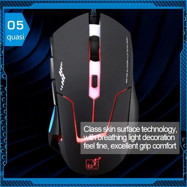 Souris de jeu optique USB T7 filaire 3 couleurs modifiable 1200 DPI 1600 DPI 2400 DPI, T7