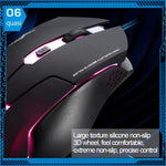 Souris de jeu optique USB T7 filaire 3 couleurs modifiable 1200 DPI 1600 DPI 2400 DPI, T7