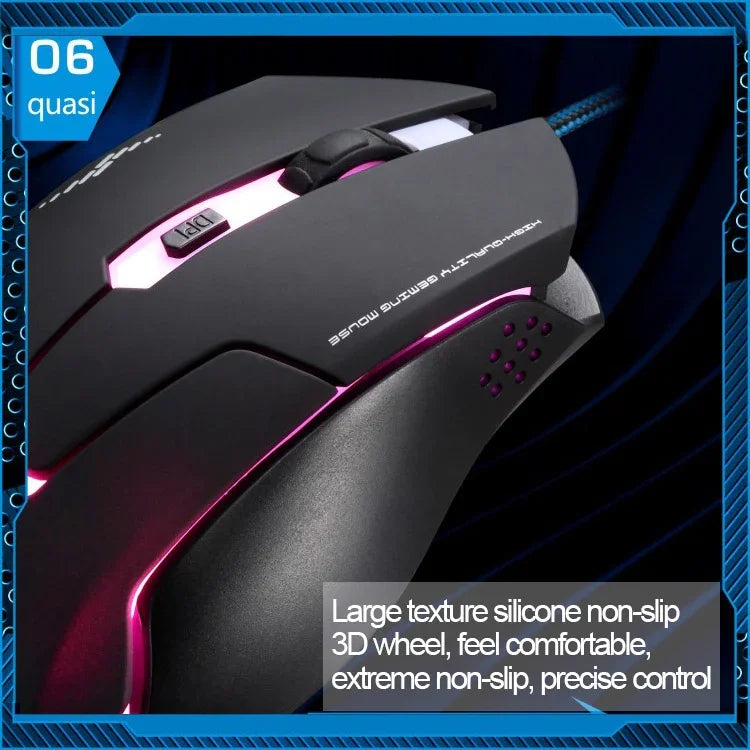 Souris de jeu optique USB T7 filaire 3 couleurs modifiable 1200 DPI 1600 DPI 2400 DPI, T7
