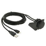 USB 2.0 & Micro HDMI (Type-D) Male to USB 2.0 & HDMI (Type-A) Female Adapter Cable with Car Flush Mount, Length: 2m, USB 2.0 & Micro HDMI Male to USB 2.0 & HDMI Female