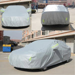 Housse de voiture berline anti-poussière, imperméable et anti-soleil en PEVA avec bandes d'avertissement, convient aux voitures jusqu'à 5,1 m (199 pouces) de longueur, 199inch (XXL)