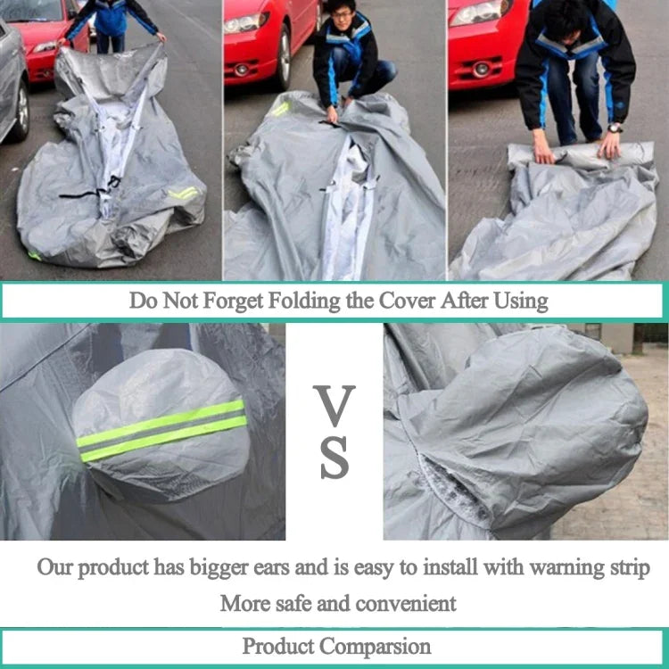PEVA Anti-Dust Waterproof Sunproof Hatchback Car Cover with Warning Strips, Fits Cars up to 4.1m(160 inch) in Length, 160inch (M)