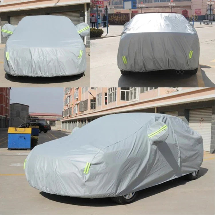 Housse de voiture hayon PEVA anti-poussière, étanche et pare-soleil avec bandes d'avertissement, 199inch (XXL)