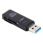 Lecteur de carte USB 3.0 2 en 1, super vitesse 5 Gbps, supporte carte SD / TF