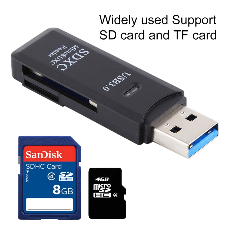 Lecteur de carte USB 3.0 2 en 1, super vitesse 5 Gbps, supporte carte SD / TF