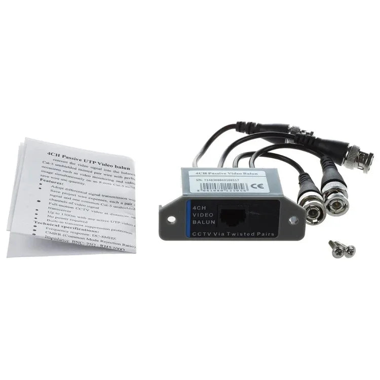 Balun vidéo 4 canaux (BNC) vers UTP (RJ45)