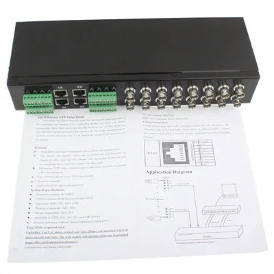 Émetteur-récepteur vidéo passif UTP 16 canaux, format rack, pour vidéosurveillance